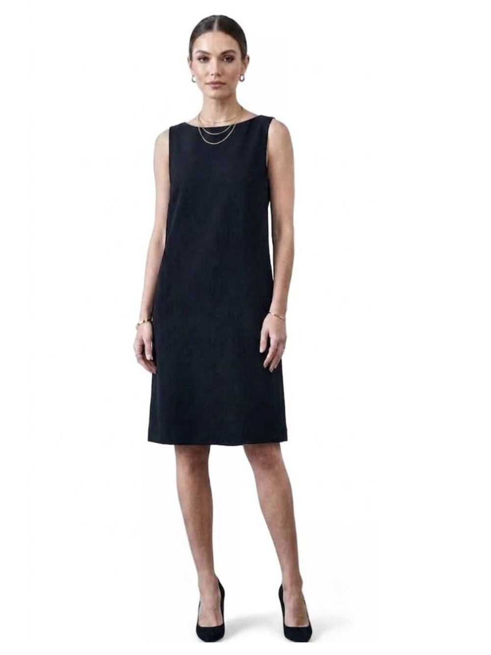 Felicity & Coco V-Back Shift Dress, Black, Womens Size X-Small